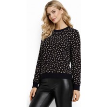 Gürkan Kadın Leopar Desen Triko Kazak BGL-ST05287
