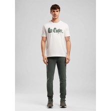 Lee Cooper Londonlogo Erkek Regular Fit %100 Pamuk Baskılı Bisiklet Yaka T-Shirt Beyaz