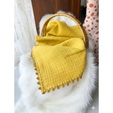 Gökçe Cotton Müslin Bebek Örtüsü Organik %100 Pamuk El Işlemesi Çift Kat