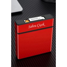 Tusah USB Şarjlı Elektronik Çakmak Taşınabilir Sigara Paketi Muhafaza Kutusu Kişiye Özel