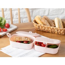 English Home Trendy Plastik 3 Bölmeli Lunch Box 15x10 cm Pudra