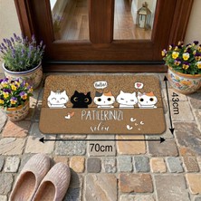 Kedi Çetesi Desenli Kapı Önü ve Iç Mekan Paspası