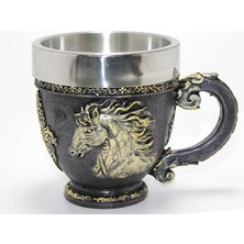 Senka 3D Kabartmalı At Büstü Paslanmaz Çelik Kupa Bardak ALK4478