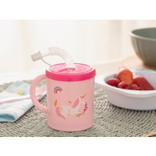 English Home Little Unicorn Pembe Plastik Pipetli Bardak 210 ml Çocuklar İçin Eğlenceli Tasarım