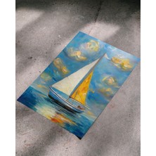 Rosaart Modern Yelkenli Poster–deniz Temalı Soyut Çerçevesiz Poster Duvar Dekoru