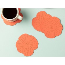 English Home Blossom Suni Deri 4'lü Bardak Altlığı Açık Pembe