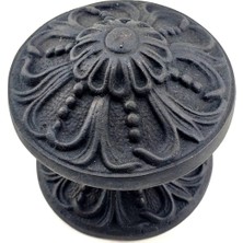 Senka Antika Tarz Dekoratif Pirinç Çiçekli Kapı Tokmağı - 80 mm Çap, Oksit