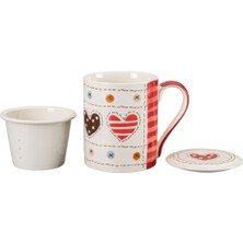 Paşabahçe Love Seramik Kapaklı Kupa Kırmızı