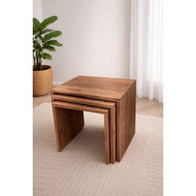 Nenu Nova 3 Lü  Zigon Sehpa Set - Çay Sehpası- Servis Sehpası - Atlantik Çam