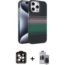 İlk El Grup Ieg™ iPhone 15 Pro Max Doruk Serisi - Siyah Vanessa Magic Hayalet Cam + Turuncu Pvd Metal Kamera Lens