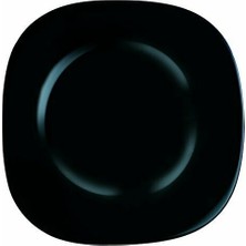 Luminarc Carine Noir 6'lı Siyah Yemek Tabağı 21 cm Temperli Cam Şık Desenli