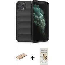 İlk El Grup Ieg™ iPhone 11 Pro Atlas Koleksiyonu - Siyah Mat Seramik Nano Ekran Koruyucu + Sarı Renkli Kamera Lens Koruma Cam