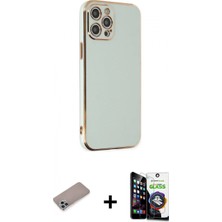 İlk El Grup Ieg™ iPhone 12 Pro Max Yankı Serisi - Şeffaf Temperli Cam Ekran Koruyucu + Sierra Blue Shine Kamera Lens Koruma Cam