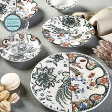 Karaca Anka 18 Parça 4 Kişilik Kahvaltı Takımı Renkli Desenli Seramik ile Şık Sunum