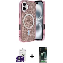 İlk El Grup Ieg™ iPhone 16 Eksen Çizgi - Siyah 360 Mat Full Body Arka Koruyucu + Yeşil Bilvis Titan Kamera Lens