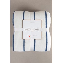 Koza Home Twin Battaniye Soft Pamuklu Çift Kişilik Battaniye Mavi Krem