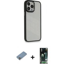 İlk El Grup Ieg™ iPhone 13 Pro Eksen Doku Prime - Şeffaf 360 Full Body Arka Koruyucu + Gökkuşağı Shine Kamera Lens Koruma Cam