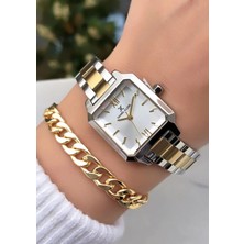 Daniel Klein Çelik Kordon Gold Gümüş Renk Kadın Kol Saati Garantili 3 Atm Su Geçirmezlik Bileklik Hediyeli DKN23C1