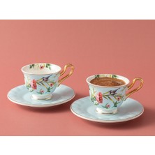 English Home Vanilla New Bone China 4 Parça 2 Kişilik Kahve Fincan Takımı Açık Mavi