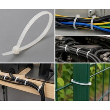 Veka Master 500 Adet Beyaz Kablo Bağı 3.6X300 mm (5 Paket x 100 Adet) Dayanıklı Plastik Kablo Kelepçesi