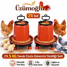 Üzümoğlu 2 Adet Yemlik 5 kg  Civciv Tavuk Kaz Ördek Bıldırcın Güvercin Otomatik Yemlik