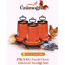 Üzümoğlu 3 Adet Yemlik 5 kg  Civciv Tavuk Kaz Ördek Bıldırcın Güvercin Otomatik Yemlik