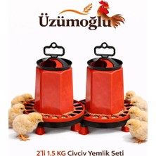 Üzümoğlu 2 Adet  Yemlik 1,5 kg Civciv Tavuk Kaz Ördek Bıldırcın Güvercin Otomatik Yemlik