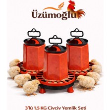 Üzümoğlu 3 Adet  Yemlik 1,5 kg Civciv Tavuk Kaz Ördek Bıldırcın Güvercin Otomatik Yemlik
