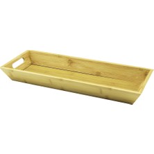 Timion Dikdörtgen Çift Kulplu Ahşap Bambu Sunum Tepsisi =16X40CM - Derin=4cm (5148)