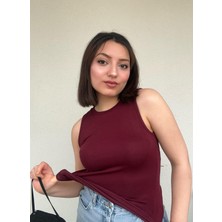 İpek Wear Bisiklet Yaka Kolsuz/ Sıfır Kol Pamuklu Likralı Body