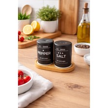 Sihome Bambu Standlı Tuzluk Biberlik Seti – Modern Siyah Tasarım