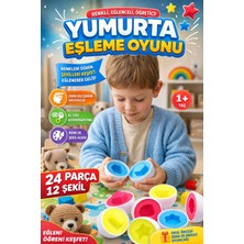 M&H 12'li Yumurta Eşleme Oyunu - Renk ve Şekil Öğreten Montessori Bultak Zeka Oyunu (24 Parça)