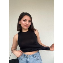 İpek Wear Bisiklet Yaka Kolsuz/ Sıfır Kol Pamuklu Likralı Body