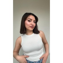 İpek Wear Bisiklet Yaka Kolsuz/ Sıfır Kol Pamuklu Likralı Body