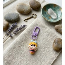 Winy Concept Kawaii Turuncu Saçlı Ağlayan Bebek Anahtarlık - Lila Klipsli Çanta Aksesuarı