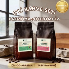 Kahve Seti 2'li Brazil - Colombia Çekirdek-Filtre Kahve 500g %100 Arabica (Öğütme Seçenekli)