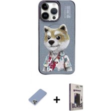 İlk El Grup Ieg™ iPhone 13 Pro Max Siluet Modern Özel Seri - Siyah Bilvis Hayalet Cam Ekran Koruyucu + Koyu Yeşil Metal Kamera Lens Koruma Cam