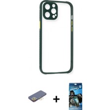 İlk El Grup Ieg™ iPhone 12 Pro Max Nova Asil Özel Seri - Siyah 34D Izgaralı Cam + Sarı Renkli Kamera Lens Koruma Cam