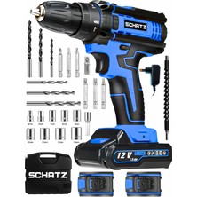 Schatz 12V Darbeli Li-Ion Çift Akülü Bakır Sargılı Şarjlı Vidalama Matkap 24 Parça Setli M320I485