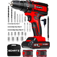 Schatz 12V Darbeli Li-Ion Çift Akülü Bakır Sargılı Şarjlı Vidalama Matkap 24 Parça Setli K320I484