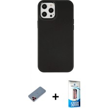 İlk El Grup Ieg™ iPhone 12 Pro Max Çekirdek Çizgi - Siyah 5d Eko Cam Ekran Koruyucu + Kırmızı Metal Kamera Lens Koruma Cam