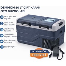 Aymar 50 Litre Çift Kapak Oto Buzdolabı 12V 24V 220V Adaptörlü Araç,karavan,tır Derin Dondurucu