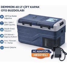 Aymar 40 Litre Çift Kapak Oto Buzdolabı 12V 24V 220V Adaptörlü Araç,karavan,tır Derin Dondurucu