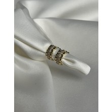 Yeknova Xuping 14K Gold Rengi Kuyumcu Işçiliği Modern Tasarım Model Taş Detay Kararmaz Kadın Halka Küpe