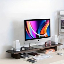 Tiydem Masif Doğal Ahşap Monitör Yükseltici Monitor Altlığı Monitör Sehpası (60 cm x 18 Cm)
