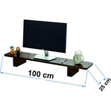 Tiydem Masif Doğal Ahşap Monitör Yükseltici Monitor Altlığı Monitör Sehpası (100 X25 Cm)