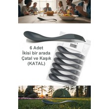 Akyüz Plastik 🥗6'li Pratik Spork Seti (Katal)- Özel Tasarım Çatal & Kaşık Ikisi Bir Arada