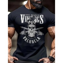Stores36 Baskılı Oversize Bisiklet Yaka T-Shirt - Siyah