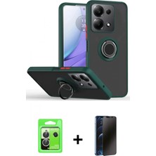 İlk El Grup Ieg™ Redmi Note 13 Pro 5g Kılıf Yörünge Çizgi - Siyah 3D Antistatik Hayalet Cam Ekran Koruyucu + Gümüş Raze Metal Kamera Lens