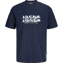 Jack & Jones Jcofusıon Jj Brandıng Tee Ss Crew Neck Lacivert Erkek T-Shirt 12289880
